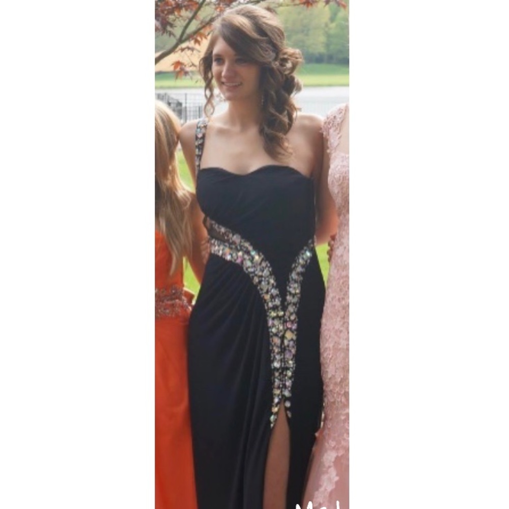 Black prom dress with leg slit